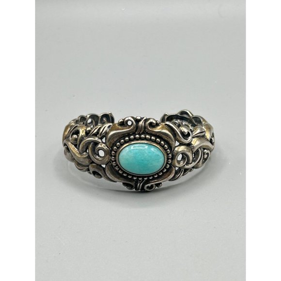 Carolyn Pollack Cuff Bracelet Relios Sterling Silver Bracelet Blue Larimar Stone - Picture 4 of 12
